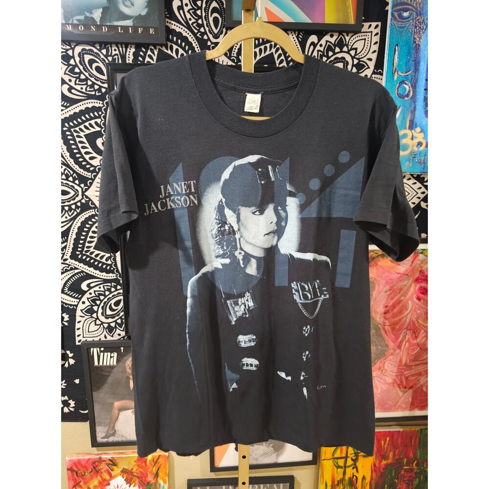 Rare Vintage 1990 Janet Jackson No Tour Band Wrap Tee Black Size Large